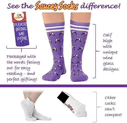 Vista 5 de Saucey Socks If You Can Read This Please Bring Me Coffee, Beer, Wine, Socks Men Women Luxury Cotton, Great Gift