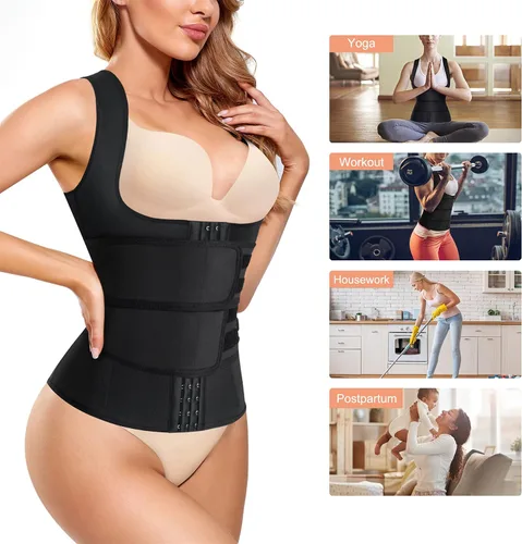 Vista 6 de Eleady Chaleco de entrenamiento de cintura para mujer, corsé reductor, adelgazante, moldeador de cuerpo, control de abdomen, faja de entrenamiento