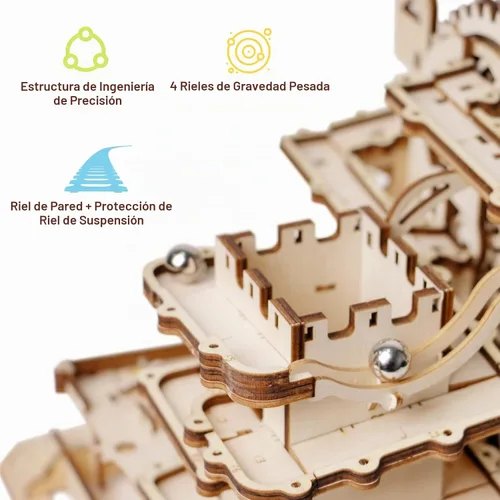 Vista 5 de ROKR Marble Run - Rompecabezas de madera 3D, kits de construcción de modelos para adultos, proyecto educativo, rompecabezas de cerebro, manualidades
