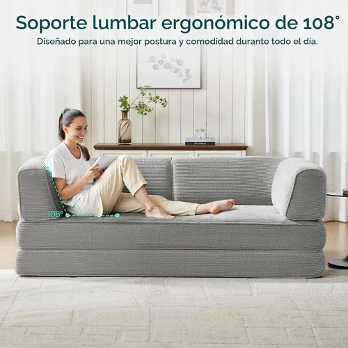 Vista 9 de LINSY HOME Sofá cama convertible de 79 pulgadas, sofá cama plegable de compresión, sofá cama plegable de pana para sala de estar y dormitorio, sofá