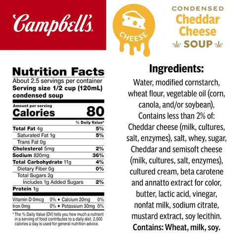 Vista 2 de Campbell's Sopa condensada de queso cheddar, lata de 10.5 onzas