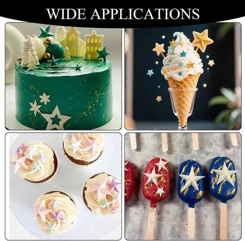 Vista 6 de Molde de silicona con forma de estrella, 3 paquetes de moldes de fondant de estrellas para decoración de tartas, cupcakes, arcilla de chocolate