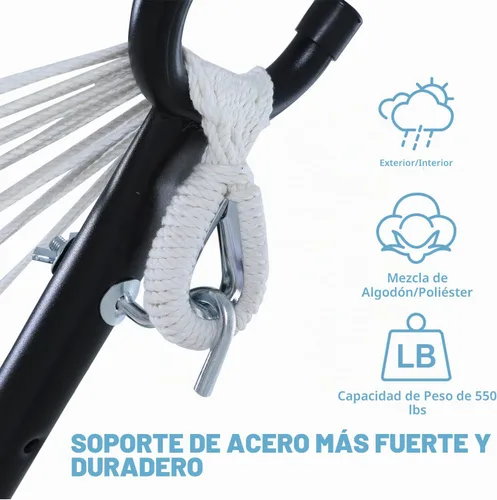 Vista 5 de Hamaca doble ajustable de capacidad de 550 libras con soporte de acero resistente de 10 pies, incluye funda de transporte portátil, fácil de Azul