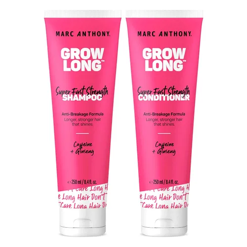 Vista 2 de Marc Anthony Set de regalo de champú y acondicionador Grow Long con biotina, acondicionador sin enjuague en aerosol y desenredante, cafeína