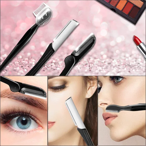 Vista 5 de 8 en 1 kit de aseo de cejas, herramienta multiusos exfoliante dermaplaning, maquinilla de afeitar facial masculina y femenina, afeitadora facial