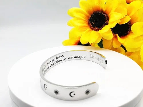 Vista 154 de Pulseras inspiradoras para mujer, joyería de acero inoxidable, con refranes, pulsera motivacional con mensaje oculto, pulseras grabadas para mejor