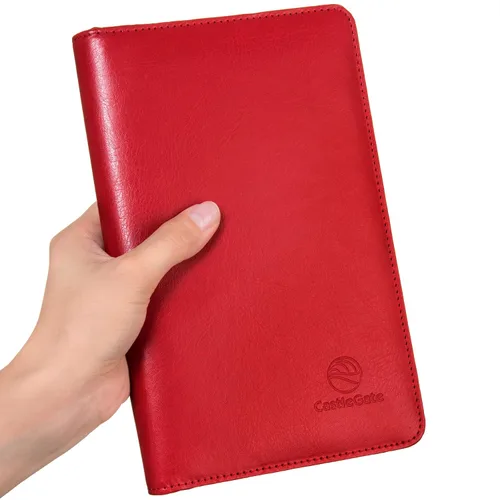 Vista 5 de Organizador de joyas de viaje compacto con cremallera completa para collares pulseras y anillos rojo