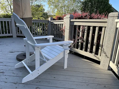Vista 5 de SNAN Silla Adirondack resistente a la intemperie con soporte para tazas, silla para patio, césped y jardín, madera de polietileno, resistente a