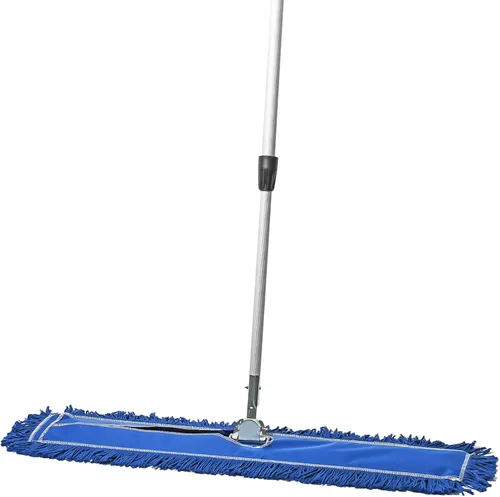 Vista 18 de Trapeador de polvo comercial azul de 24 pulgadas y barredora de piso con mango extensible, mopa para limpieza de suelos de madera, azulejos