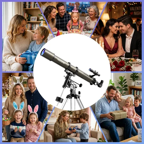 Vista 9 de Telescopio para adultos de alta potencia, apertura de 3.543 in