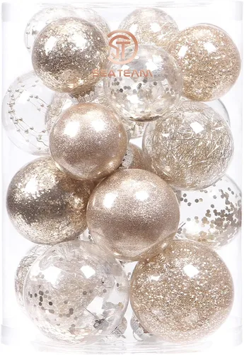 Vista 21 de Sea Team Juego de bolas de Navidad de plástico transparente, inastillables, varios tamaños, bolas decorativas de Navidad con decoraciones delicadas