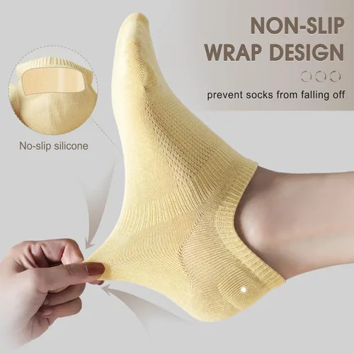 Vista 2 de ACTINPUT 7 pares de calcetines invisibles para mujer, calcetines de corte bajo antideslizantes de algodón para mujer, calcetines planos de línea