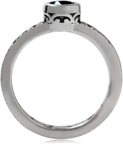 Vista 3 de Silvershake Anillo de filigrana apilable de plata de ley 925 con piedra natal auténtica, estilo eternidad