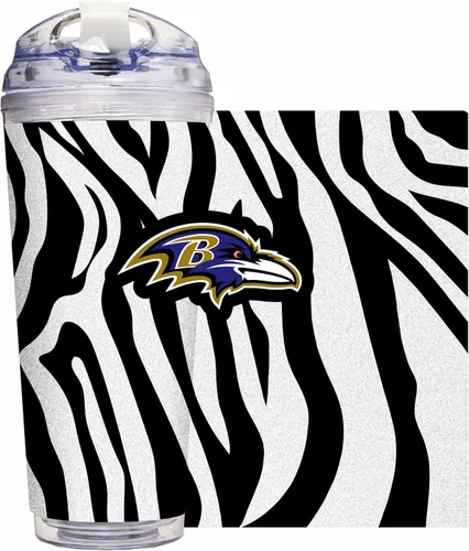 Vista 72 de Rico Industries NFL Football Glitter 24 onzas Vaso de purpurina acrílico con tapa con bisagra, Vaso de doble pared oficialmente licenciado con pajita