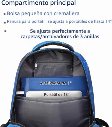 Vista 6 de BLUEFAIRY Mochila infantil para niños, bolsas para libros para primaria, primaria, escuela secundaria, bolsas de libros para adolescentes Azul