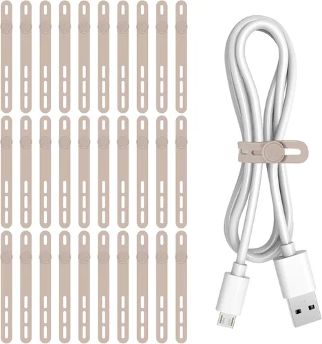 Vista 17 de Donruby 30 bridas de silicona para cables, reutilizables y lavables, con hebillas de bloqueo ajustables, correas de gestión de cables de alta