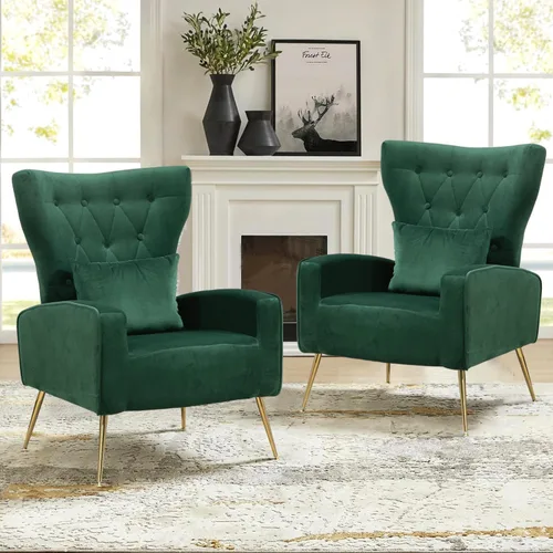 Vista 30 de Silla decorativa de terciopelo con respaldo abatible y cojín lumbar, sillón moderno para sala de estar/dormitorio, silla lateral de recepción