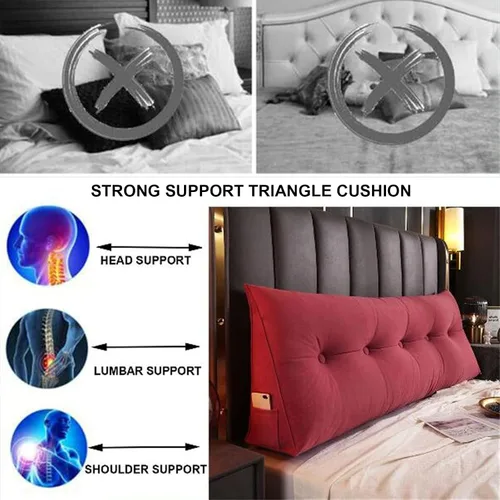 Vista 3 de Almohada triangular grande de cuña de lectura, cojín de cabecera para reposo en cama, almohada de forro polar para cabecero, respaldo con funda