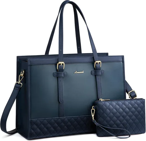 Vista 27 de LOVEVOOK Bolsa para Laptop para Mujeres de 15.6 pulgadas Bolsa Tote de Lona para Laptop, Bolsa de Trabajo de Gran Capacidad con Bolso de Mano, Bolsa