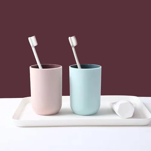 Vista 5 de Juego de 2 vasos irrompibles reutilizables para cepillos de dientes, vasos de plástico para cepillos de dientes, 10.1 fl oz/10.5 onzas, aptos