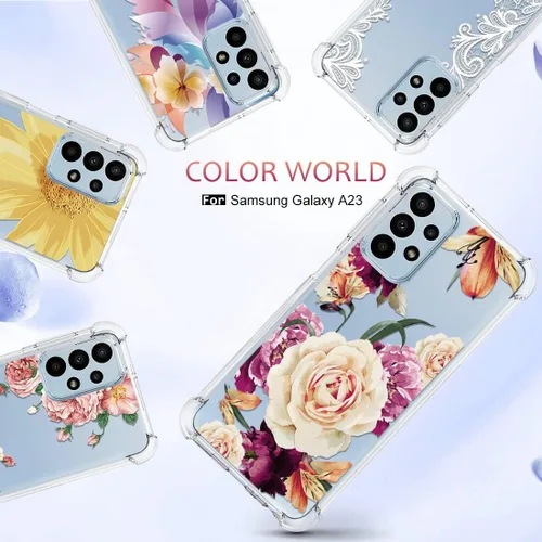 Vista 6 de Osophter Funda para Samsung Galaxy A23 5G/4G (flor floral) para Samsung Galaxy A23 5G/4G (flor morado)