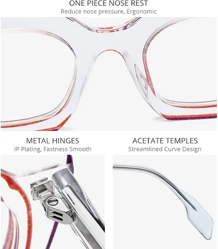 Vista 6 de HEPIDEM Marco de gafas de acetato en polvo para mujer, gafas ópticas ovaladas vintage