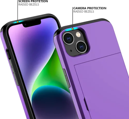 Vista 90 de Nvollnoe - Funda para iPhone 14 con tarjetero [tienda de 5 tarjetas] Negro - Almacenamiento más grande