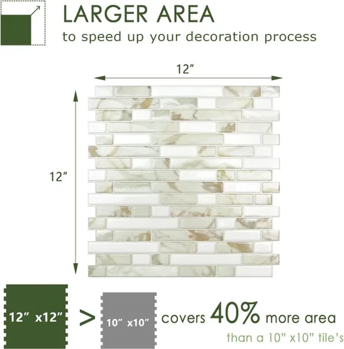 Vista 5 de STICKGOO Azulejos Adhesivos de Diseño Más Grueso para Protector contra Salpicaduras, 12"×12" Azulejos Adhesivos para Protector de Cocina, Azulejos