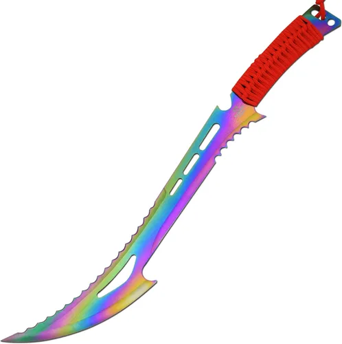 Vista 2 de Snake Eye Tactical - Espada de fantasía con funda de nailón, machete para exteriores y camping Arco iris