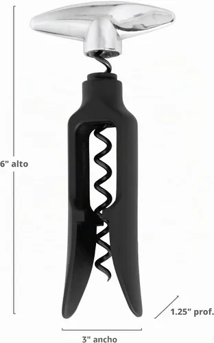 Vista 3 de True Sacacorchos autoestirable, plástico duradero con mango cromado fácil de girar, abridor de botellas de vino para camareros, herramientas de bar
