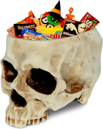 Vista 7 de READAEER Maceta de Calavera con Orificio de Drenaje, Maceta de Flores en Forma de Calavera de Resina/Tazón para Dulces, Decoración Gótica