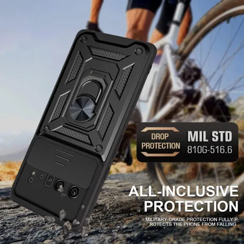 Vista 5 de Funda para Google Pixel 6A, funda de TPU + PC de grado militar para Google Pixel 6A, soporte integrado, diseño de doble capa, funda de protección