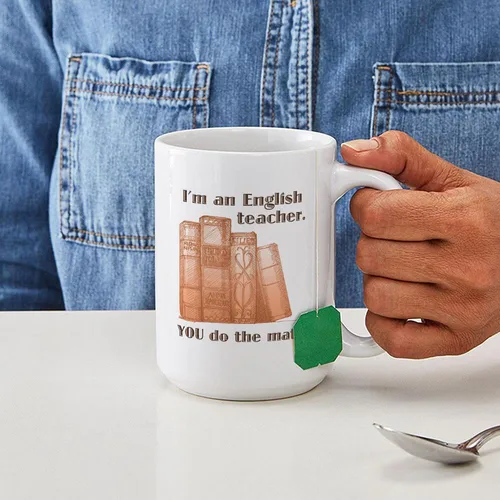 Vista 6 de CafePress Taza de café de cerámica para profesor/matemáticas inglesas, taza de té de 15 onzas
