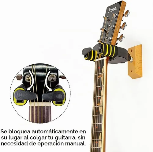 Vista 3 de Orgrimmar Soporte de pared para guitarra con autobloqueo antiarañazos con Bloqueo automático