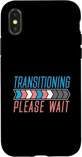 Vista 5 de Funda transgénero LGBTQ para iPhone 16 Transitioning Please Wait Rainbow Pride