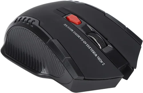 Vista 7 de Pomya Ratón de juego inalámbrico, mouse ergonómico para computadora, mouse óptico para computadora portátil, 2.4 GHz, 6 teclas, DPI ajustable, negro