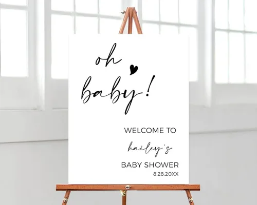 Vista 9 de Globo de aire caliente azul Boho Bear Can Bearly Wait Welcome Sign Decoración, descarga instantánea, letrero de plástico