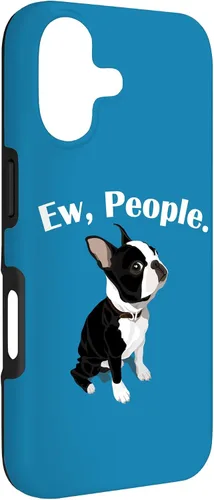 Vista 3 de Funny Mens Womens Kids Cartoon Ew People Bostie Dog Lover Case for iPhone 17