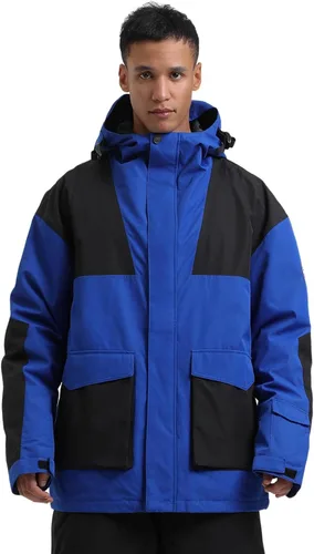 Vista 20 de GSOU SNOW Chaqueta de esquí para hombre, abrigo de nieve para snowboard, cálido, invierno, impermeable, con capucha