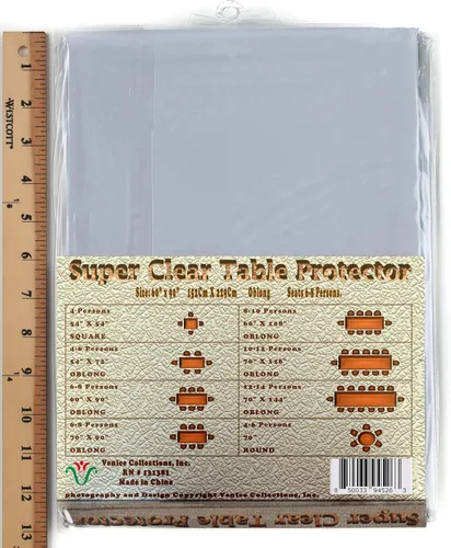 Vista 3 de Protector de mantel y mantel duradero 100% vinilo súper transparente, tamaño rectangular de 60 x 90 pulgadas
