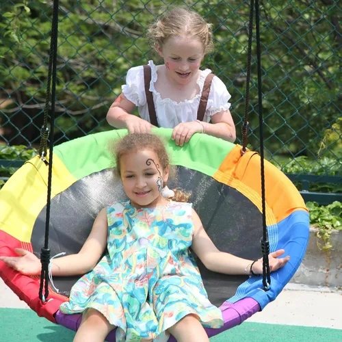 Vista 12 de Columpio de platillo – Asiento de columpio de árbol de 40 pulgadas con tela Oxford impermeable 900D para niños y adultos Capacidad de peso de 700