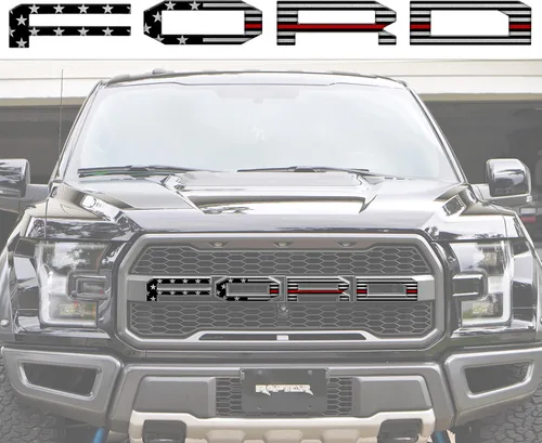 Vista 19 de Superposiciones de letras de rejilla frontal, compatibles con Raptor 2015-2020