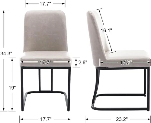 Vista 3 de Wahson Juego de 2 sillas de comedor tapizadas de piel sintética, silla clásica de tela moderna para cocina y comedor, con marco negro dorado mate