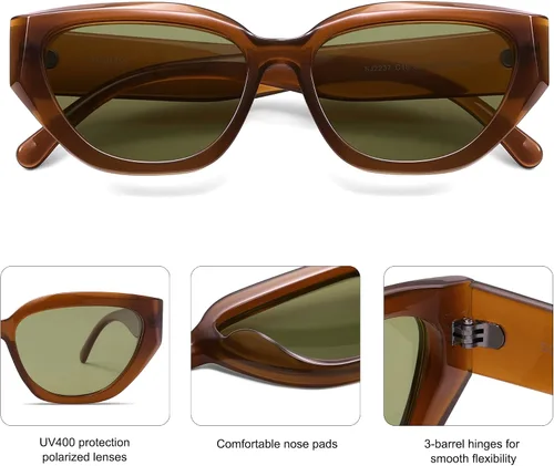 Vista 28 de SOJOS Gafas de sol polarizadas de ojo de gato lindo de moda para mujer Cateye SJ2237