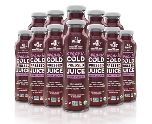 Vista 19 de ALLWELLO Bebidas orgánicas de jugo prensado en frío con frutas y verduras reales sin gluten, sin OMG, jugos saludables sin conservantes sin azúcar