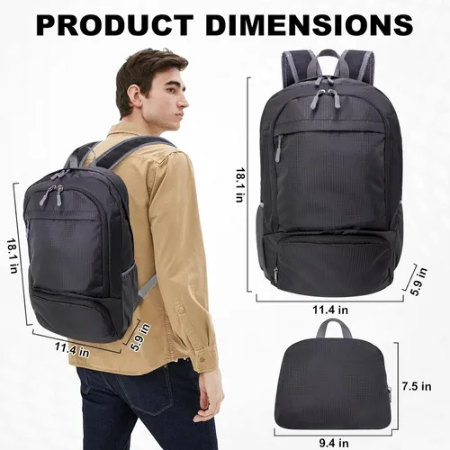 Vista 2 de Holyluck - Mochila ligera de 20 L, plegable, para senderismo, mochila de viaje plegable para hombres y mujeres, pequeña bolsa de hombro plegable