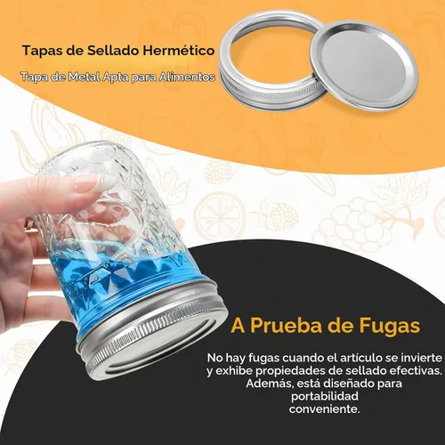 Vista 4 de Eathtek 8 onzas tarros Mason 20 paquete, tarros de conservas mini de 240ml con tapas regulares para almacenamiento de jalea, hierbas, especias