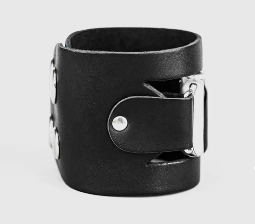 Vista 6 de wide Leather cuff band compatible with Apple watch 38mm 40mm 41mm 42mm 44mm 45mm 46mm 49mm, Handmade UA 1620