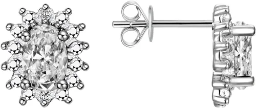 Vista 37 de Rylos Aretes tipo dormilona de plata de ley 925, ovalados y diamantes de 0.236 x 0.157 pulgadas, exquisitas joyas de piedra