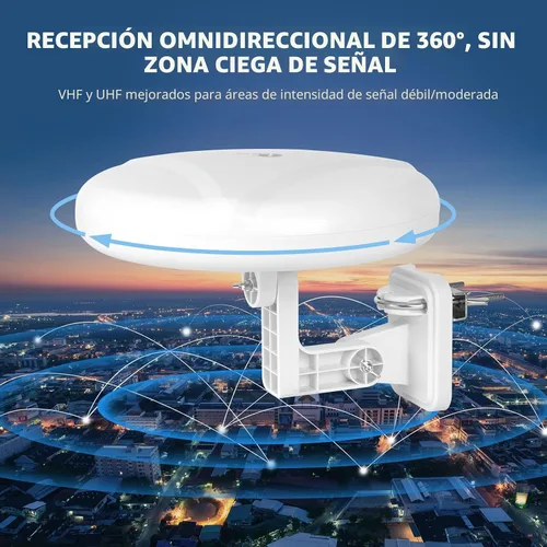 Vista 3 de 1byone Antena de TV para exteriores, recepción omnidireccional de 360° 2-Blanco